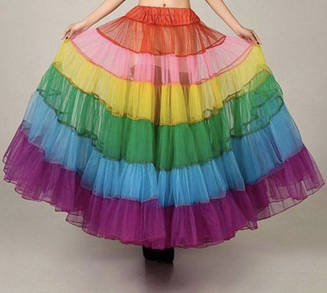 Rollerskating Skirt, Cute Rainbow Skirt, Candy Corn Tulle Skirt, Ms Frizzle Skirt, Rainbow Color Skirt, Rainbow Plus Size Clothing, Long Petticoat Skirt, Plus Size Wedding Dresses Rainbow, Petticoat For Wedding Dress