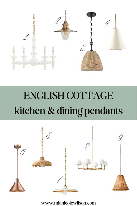 Here are gorgeous kitchen pendants to add to your English Cottage inspired kitchen! English Kitchen Cottage, English Cottage Dining Room, English Country Dining Room, Cottage Light Fixtures, English Farmhouse Kitchen, Cottage Kitchen Inspiration, Country Light Fixtures, Country Pendant Lighting, Country Kitchen Lighting