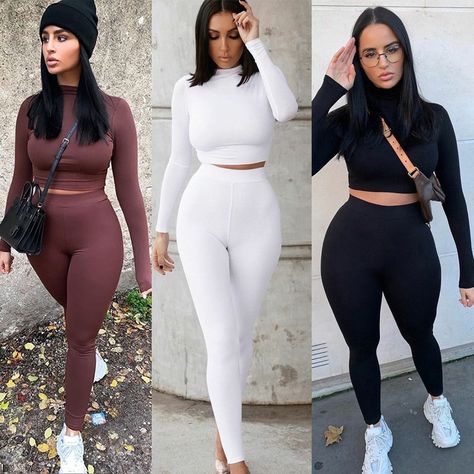 Hot Crop Tops, Stretchy Crop Tops, Tracksuit Outfit, Trendy Crop Tops, Crop Top And Leggings, Stretchy Leggings, Tracksuit Set, Tracksuit Women, Shorts With Tights