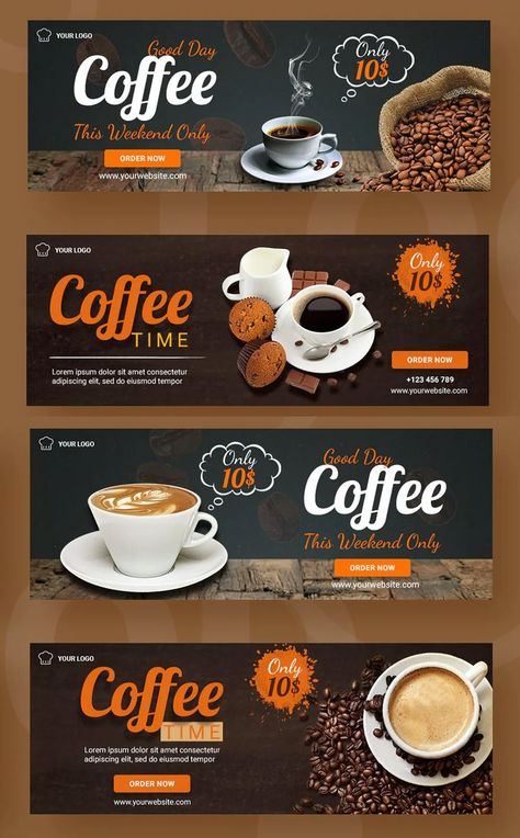 Drink Coffee Facebook Cover Template PSD Xbanner Design, Rollup Banner Design, Shop Banner Design, Coffee Poster Design, Coffee Shop Logo Design, Gift Voucher Design, Coffee Advertising, Graphic Design Posters Layout, Coffee Snacks