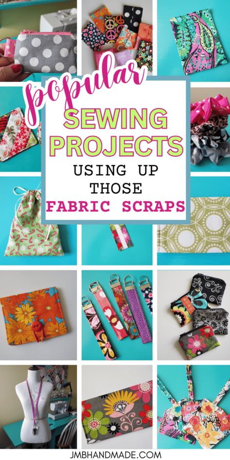 14 Easy Sewing Projects Using Fabric Scraps - JMB Handmade What To Do With Small Pieces Of Fabric, 4x4 Fabric Projects, Crafts Using Material Fabric Scraps, Sewing With Fabric Scraps, Easy Sewing Scrap Projects, Cloth Scraps Ideas, Easy Fabric Gifts To Make, Cotton Projects Ideas, Scrap Fabric Accessories