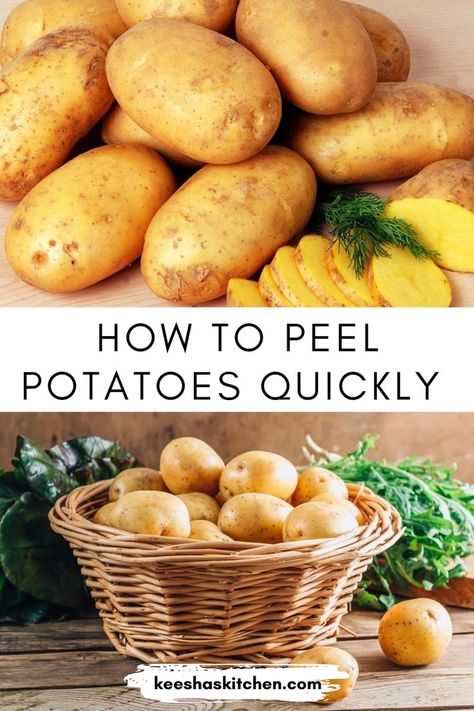 Kitchen Hack: How to Peel Potatoes Quickly Peeling Potatoes Hack, How To Peel Potatoes Quickly, Easy Peel Potatoes, Potato Peeling Hack, Peeling Potatoes Ahead Of Time, Peeling Potatoes Easy, Easiest Way To Peel Potatoes, Easy Way To Peel Potatoes, Peel Potatoes Easy