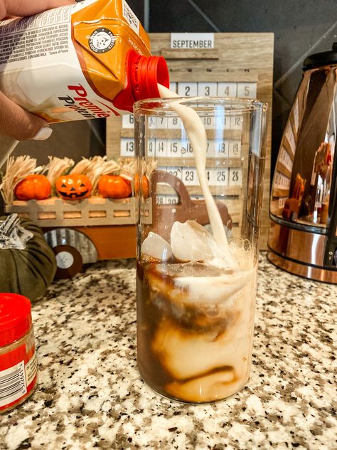 This delicious #recipe has only three ingredients, is packed with #protein, and gives you all the #fall vibes! YUM! #keto #lowcarb #healthy #coffee Premier Protein And Coffee, Premier Pumpkin Spice, Pumpkin Premier Protein Shake, Caramel Premier Protein Shake Recipes, Pumpkin Spice Premier Protein Recipes, Premier Protein Pumpkin Shake, Premier Pumpkin Protein Shake Recipes, Javy Coffee With Premier Protein, Primer Protein Coffee