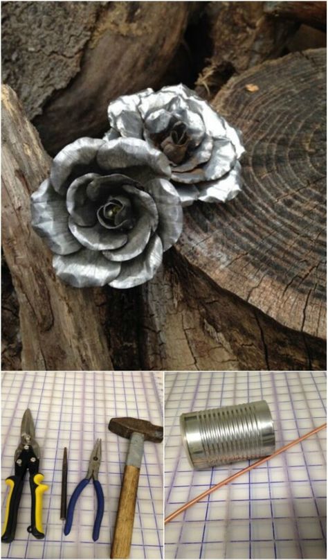 Tin Can Flowers, Soda Can Crafts, Recycled Tin Cans, Tin Can Art, Aluminum Can Crafts, Recycle Cans, Recycled Tin, Tin Can Crafts, Aluminum Cans