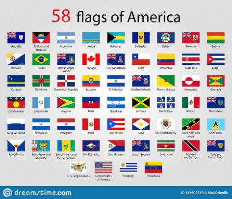 North America Flag, America Illustration, South America Flag, Cuba Island, World Country Flags, Learn Pinterest, Countries And Flags, Flags With Names, South American Countries