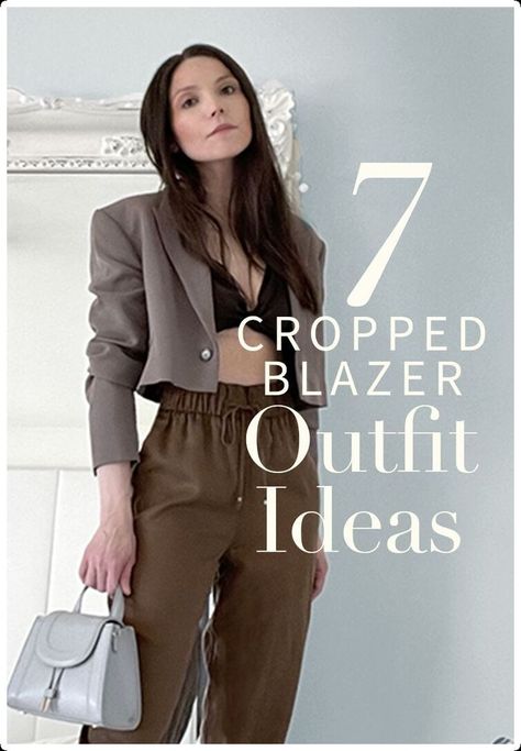 Black Cropped Blazer Outfit, Crop Blazer Outfit, Cropped Blazer Outfit, Beige Blazer Outfit, White Blazer Outfits, Blazer Outfit Ideas, Cropped Outfits, Black Blazer Outfit, Beige Blazer