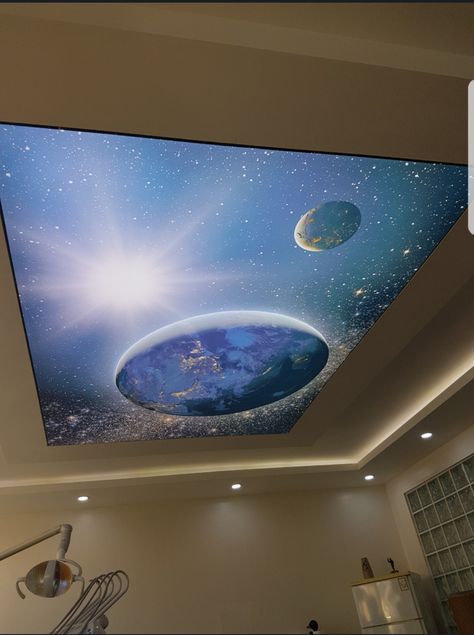 Galaxy Celling Design, Wardrobe Internal Design, Painted Shower Tile, Bedroom Design Modern, Ceiling Lamps Living Room, Pvc Ceiling Design, Office Interior Design Modern, Ceiling Art, Wallpaper Ceiling