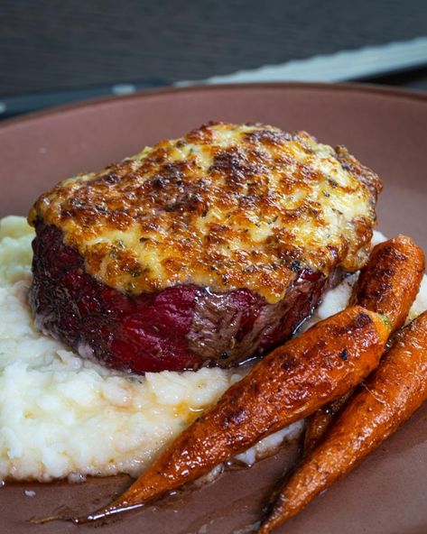 Parmesan Crusted Steak, Crusted Steak, Mignon Steak, Filet Mignon Recipes, Filet Mignon Steak, Ny Strip Steak, Cheese Crust, Dried Parsley, Cooking Challenge