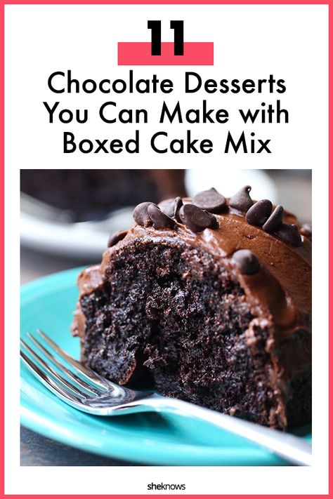 11 Romantic Chocolate Desserts You Can Make With Boxed Cake Mix – SheKnows Dessert Recipes With Chocolate Box Cake, Desserts Made From Box Cake Mixes, Easy Desserts Using Chocolate Cake Mix Boxes, Best Cakes From A Box Cake Mixes, Cakes Mix Recipes Boxed, Fancy Cake Mix Recipes, How To Enhance A Chocolate Box Cake, Fudge Cake Mix Recipes, Chocolate Cake Mix Recipes Cream Cheese