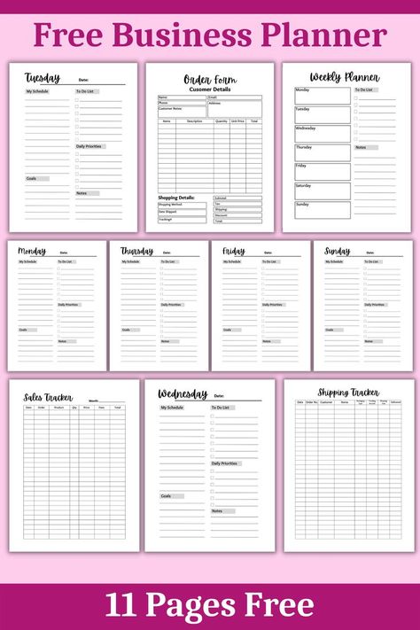 Hi, here I am sharing with you 11 free small business planner template. You will get daily planning pages, shipping tracker, sales tracker, order form, weekly planner. This printable free business planner template will help you to stay organized and grow your business. You will get all the pages in my etsy shop. Click the link given on the PDF file or scan the QR code. This business planner template contains a social media planner, various types of order forms, tracker, finance section etc. Business Planner Printables, Planner Template Free, Business Planner Template, Business Binders, Template Free Printable, Small Business Bookkeeping, Business Plan Template Free, Business Printables, Startup Business Plan