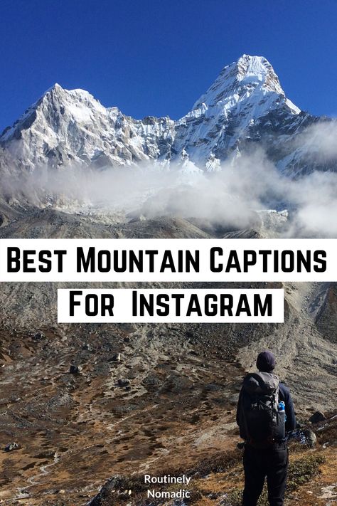 Mountain Friends Quotes, Travel Captions Mountains, Instagram Captions For Adventures, Insta Captions For Beautiful View, Mountain Short Caption, Mountain And Sea Quotes, Caption On Mountains View, Captions For Scenic Pictures, Quote On Mountains