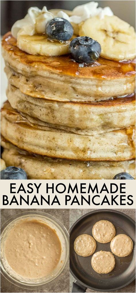 Pancakes With Banana And Egg, Banana Pancakes Single Serving, Fluffy Banana Pancakes Recipe, Homemade Banana Pancakes Easy, Banana Pancake For One, Banana Bread Pancakes Easy, Recipe For Banana Pancakes, Breakfast With Bananas Healthy, Banana Pancakes Fluffy