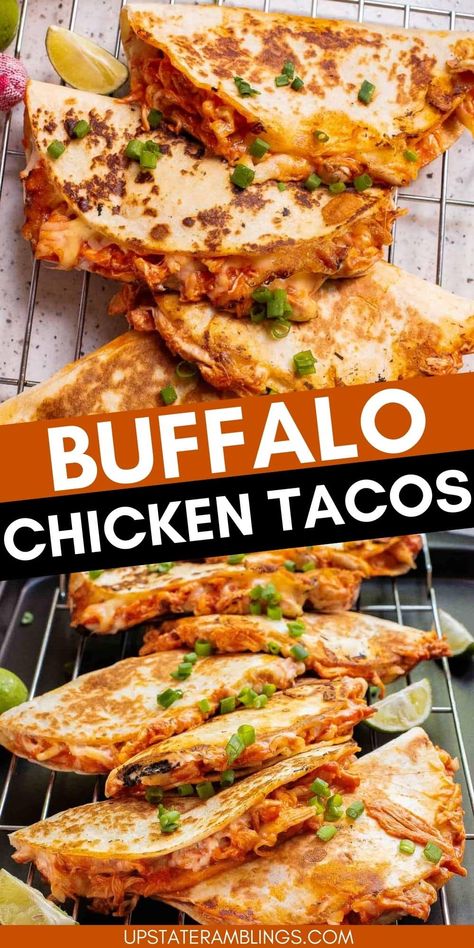 Craving something different for taco night? Try these Buffalo Chicken Tacos, where crispy tortillas meet a spicy, tangy chicken filling. This recipe adds a fun twist to a classic favorite, making it a standout option for your next meal. Crockpot Meals Buffalo Chicken, Shredded Buffalo Chicken Tacos, Healthy Buffalo Chicken Tacos, Buffalo Chicken Filling, Buffalo Chicken Quesadilla Recipe, Buffalo Chicken Street Tacos, Chicken Bacon Tacos, Meals With Buffalo Chicken, Buffalo Tacos Chicken