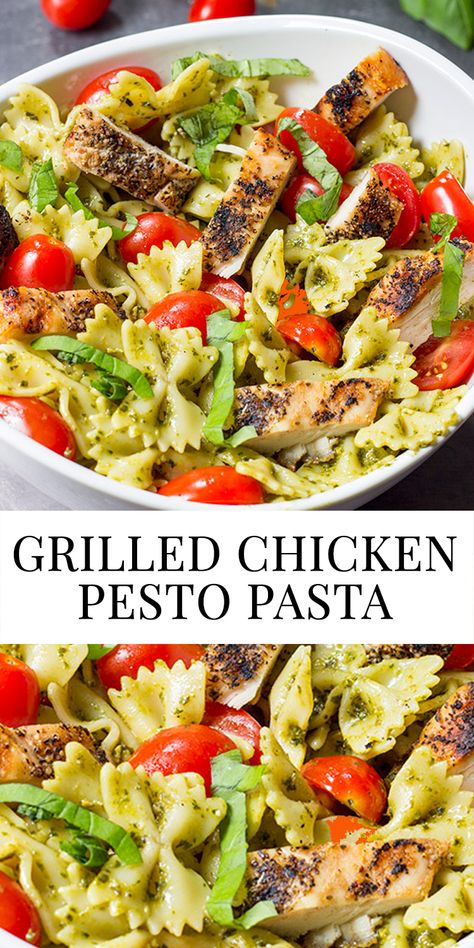 Pasta With Grilled Chicken, Grilled Chicken Pasta, Summer Pasta Recipes, Pesto Chicken Pasta, Summer Pasta Salad, Pasta Dinner Recipes, Grilled Chicken Salad, Mood Food, Health Dinner Recipes