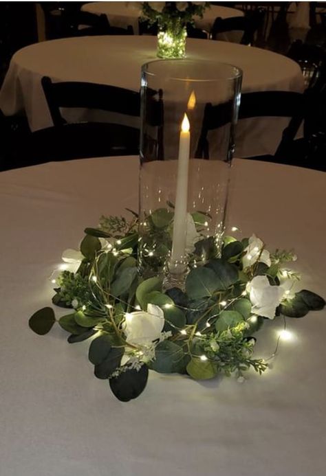 Cute And Simple Centerpieces, Save Green Centerpieces, Wedding Anniversary Centerpiece Ideas, Wedding Centerpieces Eucalyptus Candles, Sweet 16 Table Centerpieces Simple, Wedding Rehearsal Ideas Table Decorations, Home Made Centerpieces For Wedding, Elegant Green Centerpieces, Simple 15 Centerpieces