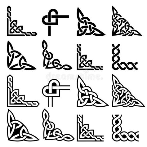 Celtic Corners, Celtic Border, Celtic Braid, Irish Pattern, Celtic Artwork, Celtic Moon, Traditional Ornaments, Celtic Knot Designs, Easy Doodles