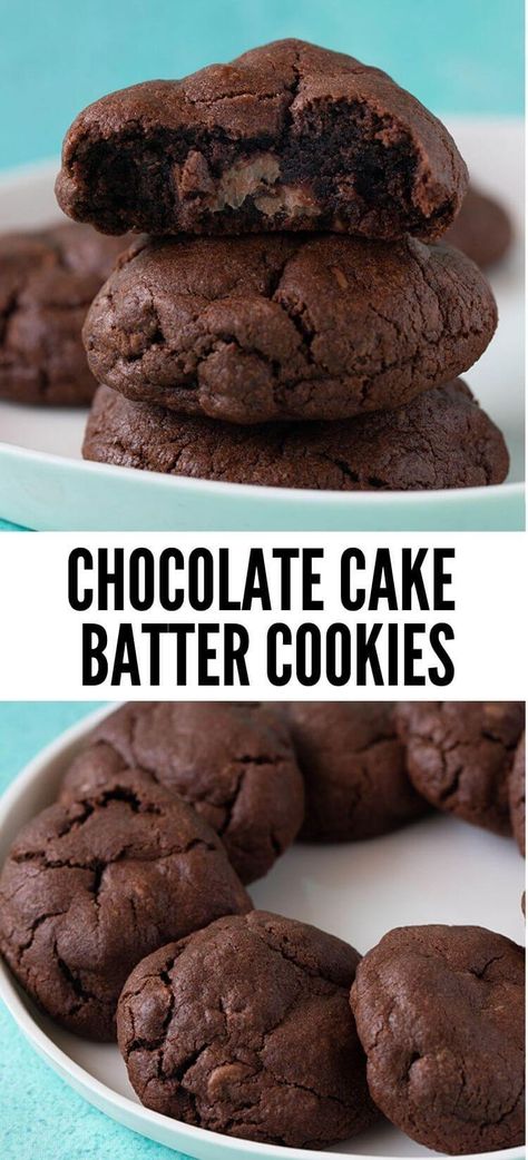 Chocolate Chips Recipe, Amazing Chocolate Cake, Chocolate Cake Mix Recipes, Chocolate Fudge Cookies, Chocolate Cake Mix Cookies, Cake Batter Cookies, Chocolate Cake Cookies, Fudge Cookies, Cake Recipes Easy Homemade