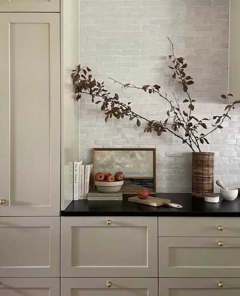 12 Sherwin Williams Greige Kitchen Cabinets - NISH Sherwin Williams Greige, Greige Kitchen Cabinets, Best Kitchen Cabinet Paint, Greige Kitchen, Mushroom Paint, Light And Dwell, Painted Kitchen Cabinets Colors, Best Kitchen Cabinets, Cabinet Paint Colors