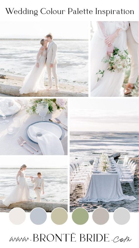 Modern Wedding Colour Palette Inspiration | Beach Wedding | Fine art Spring colour scheme Beach Wedding Pallet, Beach Theme Wedding Colors, Beach Wedding Colour Palettes, Beach Wedding Motif, Beach Wedding Theme Ideas Color Palettes, Beach Wedding Colour Scheme, Wedding Colour Palettes Summer, Beach Wedding Palette, Neutral Beach Wedding