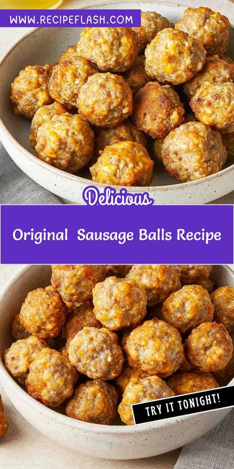 Looking for the perfect appetizer that everyone will love? This Original Sausage Balls Recipe is a crowd-pleaser for any gathering! Enjoy the delicious blend of sausage and cheese that makes these bites irresistible. Save this recipe for your next party and impress your friends with these tasty sausage balls! Easy Brunch Appetizers, Best Sausage Ball Recipe, Cheesy Sausage Balls, Easy Sausage Balls, Bisquick Sausage Balls, Easy Sausage Balls Recipes, Bisquick Sausage, Sausage Balls Bisquick, Sausage Cheese Balls