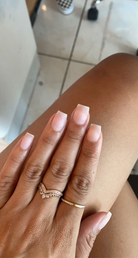 Short Bare Natural Nails, Beige Nails Short Square, Medium Squoval Acrylic Nails, Clear Matte Nails Short, Natural Nails Acrylic Overlays, Short Simple Nails Natural, Short Wide Square Nails, Natural Nails Healthy, Square Natural Nails Short