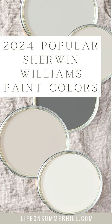 Popular Sherwin Williams paint colors. Trending colors for 2024. These colors are great for the bedroom, living room, kitchen, porch, bathroom, dining room, and more. Gray, blue, white, black, beige colours. Sea Salt, Pure White, Alabaster, Tradewind, Agreeable Gray, Repose Gray, Mindful Gray, Accessible Beige, Tricorn Black, In the Navy, Distance, Passive, Extra white, Snowbound, Naval, Light french gray, peppercorn, iron ore, and green colors. Best paint colors for home decor. Anew Gray Sherwin Williams Cabinet, Sherwin Williams Pussywillow Paint, Neutral Paint Colors For Nursery, Heron Plume Sherwin Williams Living Room, Sherwin Williams Accolade, Sherwin Williams White Snow, Sw Glamour, Sherwood Williams Paint Colors, Sw Refuge