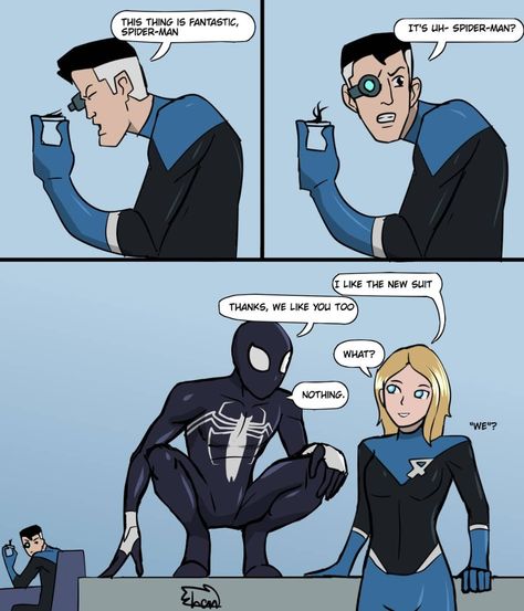 Spiderman And Xmen, Symbiote Spectacular Spiderman, Fan Made Spiderman, Symbiote Spider Man, Spiders Man, Spiderman Funny Comics, Spider Man Funny, Fantastic Four The Thing, Spider Man Fanart