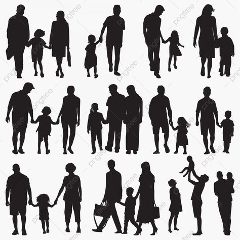 Walking Silhouette, Silhouettes Of People, Silhouette Architecture, Person Silhouette, Mosque Silhouette, Zestaw Ikon, Family Vector, People Crowd, Black And White People