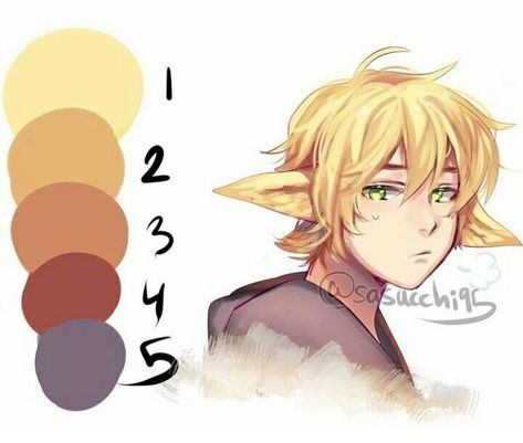 Blonde Color Palette Drawing, Blonde Hair Color Palette Drawing, How To Color Blonde Hair Drawing, Color Palette Hair, Hair Color Palette, Anime Hair Color, Shading Drawing, Gold Hair Colors, Palette Art