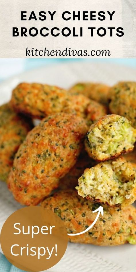 Broccoli Tot, Broccoli Tots Recipes, Healthy Veggie Snacks, Cheesy Broccoli Bites, Broccoli Tots, Veggie Bites, Broccoli Bites, Delicious Dips Recipes, Healthy Veggie