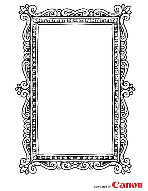 Frame 3 - Free Printable Coloring Pages..... this link has 5 different frames to choose from! Frame Design Drawing, Photo Frame Drawing, Picture Frame Tattoo, Frame Black And White, Picture Frame Template, Picture Frame Drawing, Printable Craft Templates, Frames Ideas, Frame Drawing