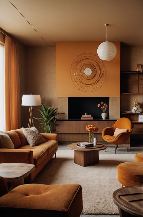 Modern 70s Living Room Ideas Living Room Designs 70s Modern, How To Design Small Living Room, 60s Mod Living Room, 1970 Interior Design Mid Century Modern, 70s Hollywood Interior, Contemporary Mcm Living Room, 1970s Retro Interior Design, 1970s Furniture Living Rooms, 70s Lounge Aesthetic