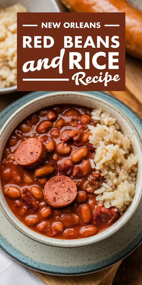 This New Orleans Red Beans and Rice is a hearty, flavorful dish! Perfectly seasoned red beans, smoked sausage, and rice come together for a comforting and satisfying meal. Small Red Beans Recipe Crock Pot, Red Beans And Rice Using Canned Beans, Red Beans And Rice Zatarains, Crockpot Red Beans And Rice With Sausage Slow Cooker, Red Beans Sausage And Rice Recipe, Kidney Bean Crockpot Recipe, Beef Sausage And Rice Recipes, Red Beans Rice And Sausage Crock Pot, Southern Red Beans And Rice Crockpot