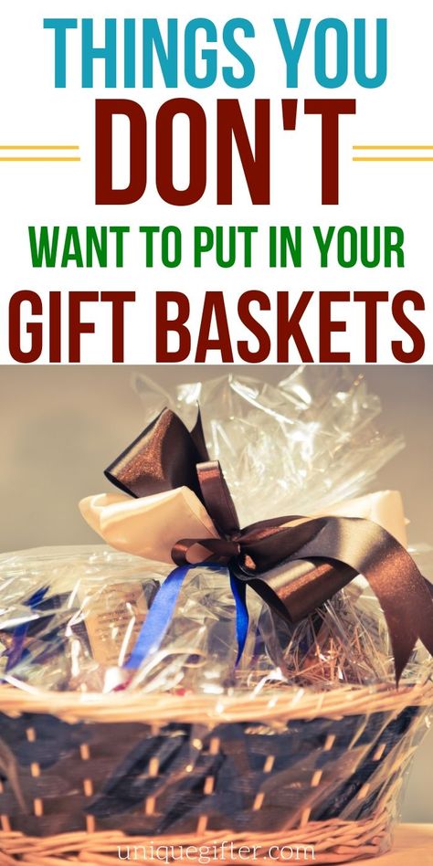 Do you know what to avoid putting in gift baskets? Things that people don't actually want or need? This list has changed the way I think about making gift baskets for gift giving and for fundraisers. Pin it to keep it in mind! #gifts #giftbasket Raffle Gift Baskets Ideas, Wine Basket Ideas Raffle, Appetizer Gift Basket Ideas, Meat Basket Gift Ideas, Water Bottle Gift Basket, Gift Basket For Office, Fundraiser Gift Baskets, Fundraiser Baskets Ideas, Fundraising Baskets Ideas