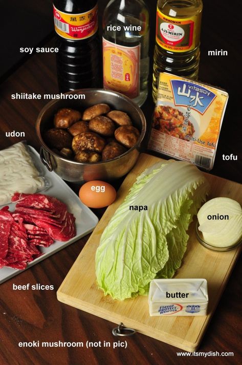 Hot Pot For One, Mini Hot Pot Recipes, Hot Pot Ingredients List, Sukiyaki Sauce, Hot Pot At Home, Chinese Fondue, Sukiyaki Recipe, Japanese Hot Pot, Beef Loin