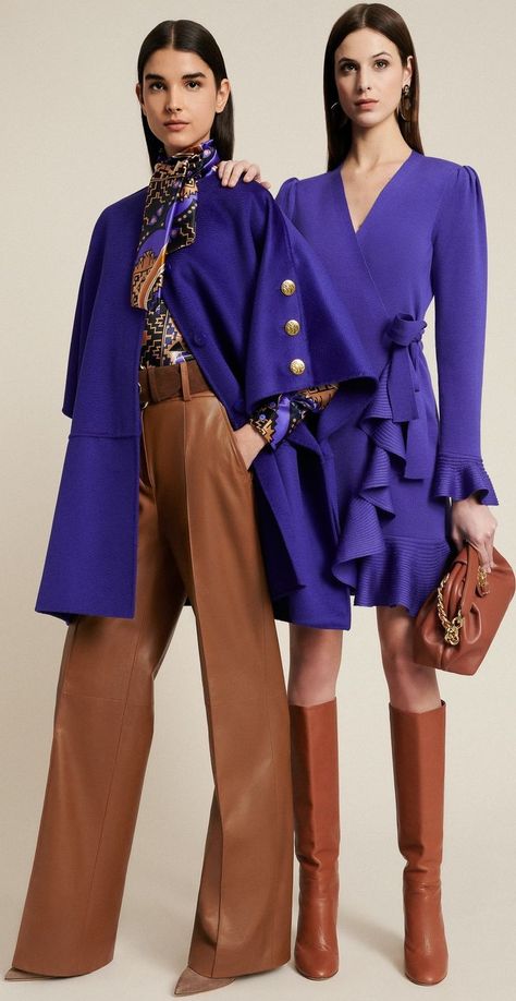 Colour Combinations Fashion, Color Blocking Outfits, Color Combinations For Clothes, Purple Outfits, Winter Fashion Outfits, Looks Vintage, Street Styles, Fashion Classy, Retinol