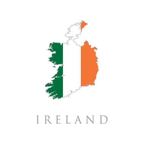 Simple Map Of Ireland With Flag Isolated On White Background. Vector Illustration. Ireland detailed map with flag of country. Map of the Republic of Ireland with national flag Ireland Instagram Highlight Icon, Ireland Map Illustration, Ireland Flag Aesthetic, Ireland Facts, Country Flags Icons, World Country Flags, Map Of Ireland, Ireland Aesthetic, Ireland Country