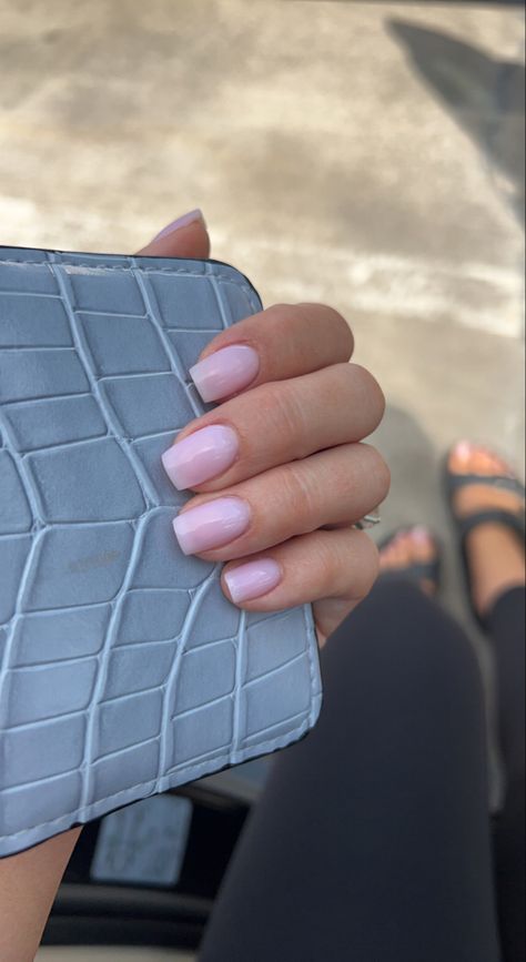 Nails Inspiration Rounded Square, Gelx Apres Nails Short Square, Short Square With Round Edges Nails, Pale Hands Nails, Builder Gel Nails Design Short Square, Short Square Round Gel Nails, Pink Square Oval Nails, Pink Nails Square Round, Short Squavol Nails