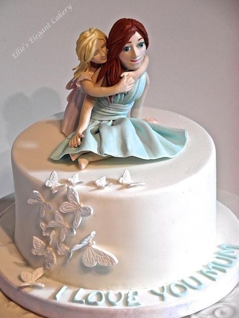 Mother and daughter x <3   - Cake by Ellie @ Ellie's Elegant Cakery Cute Cake Ideas For Moms Birthday, Mom And Daughter Cake Ideas, Birthday Cake For Daughter From Mom, Birthday Cake For Mom Mothers Elegant, Cake For Daughter Birthday, Mom And Daughter Cake, Mom Theme Cake, Mother Daughter Cake Design, Cake Ideas For Moms Birthday