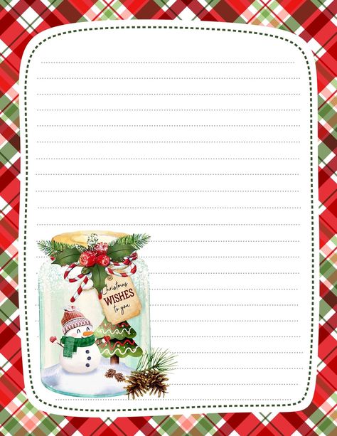 Christmas Stationary Printable, Winter Writing Paper, Christmas Writing Paper, Christmas Recipe Cards, Christmas Stationary, Christmas Scrapbook Paper, Recipe Book Templates, Lined Writing Paper, Christmas Writing