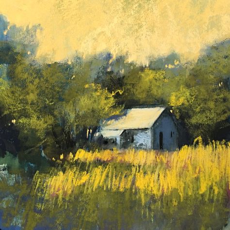 Our Blessed Summer - Contemporary Impressionism | Landscape Pastel Paintings by Bethany Fields Landscape Pastel, Impressionism Landscape, Chalk Pastel Art, Soft Pastel Art, Farm Paintings, Contemporary Impressionism, Pastel Artwork, Oil Pastel Paintings, Pastel Landscape