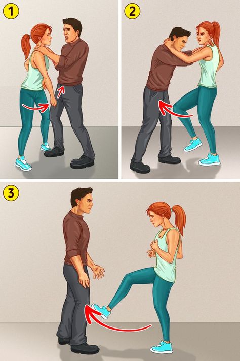 How to Protect Yourself: 8 Self-Defense Techniques Self Defence Training, Self Defense Moves, Self Defense Martial Arts, Self Defense Women, Self Defence, Self Defense Tips, Survival Skills Life Hacks, Self Defense Techniques, Martial Arts Techniques