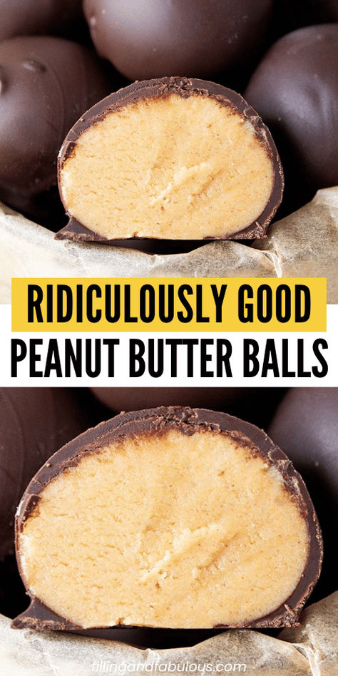 If you can't get enough of the classic peanut butter and chocolate combination, these Peanut Butter Balls with a chocolate coating are for you! You will love this easy dessert recipe for the holidays or just because. Pea Ut Butter Balls, Easy Pb Balls, The Best Peanut Butter Balls, Easy Peanutbutterballs, Small Batch Peanut Butter Balls, Chocolate Peanutbutter Balls, Easy Peanut Butter Balls 4 Ingredients, Chocolate Peanut Butter Balls Recipe, Peanut Butter Balls With Cream Cheese