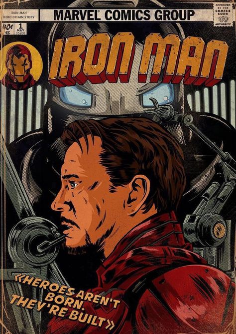 Iron Man Comic Cover, Marvel Poster Vintage, Marvel Retro Poster, Iron Man Poster, Marvel Retro, Marvel Comics Vintage, Avengers Poster, Iron Man Comic, Marvel Comics Covers