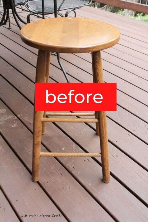 Cheap way to add vintage decor style. vintage decor diy ideas creative. diy vintage furniture makeover. #hometalk #vintagediy #vintagemakeover Diy Stool Makeover, Furniture Repurposing, Creative Upcycling, Stool Makeover, Vintage Makeover, Vintage Furniture Makeover, Diy Stool, Thrift Store Diy, Diy Vintage Decor