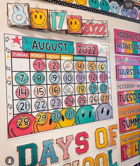 Classroom Themes Colorful, Colorful Elementary Classroom, Classroom Themes 2023-2024, Bright Retro Classroom Theme, Groovy Classroom Theme Preschool, Rachel Burnett Classroom, Checkered Classroom Theme, Smiley Face Classroom Decor, Happy Face Classroom Theme