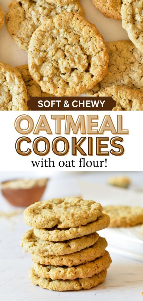 a stack of oatmeal cookies Soft Chewy Oatmeal Cookies, Brown Sugar Oatmeal Cookies, Oat Flour Cookies, Old Fashioned Oatmeal Cookies, Soft Oatmeal Cookies, Oat Flour Recipes, Oatmeal Cookies Easy, Best Oatmeal Cookies, Brown Sugar Oatmeal