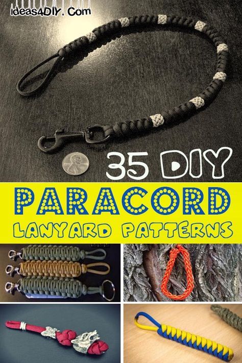 35 DIYParacord Lanyard Patterns with Instreuctions! #DIY #ParacordLanyard #ParacordLanyardPatterns #ParacordProjects Paracord Knife Lanyard Diy, Paracord Lanyard Instructions, Things To Do With Paracord, Paracord Knife Lanyard, Things To Make With Paracord, Paracord Weaves Pattern, Paracord Keychain Instructions, Lanyard Patterns, Paracord Projects Tutorials