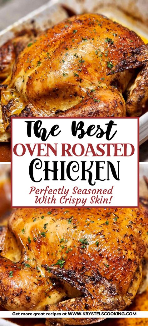 Experience the joy of a hearty and affordable meal with this Easy Whole Roasted Chicken Recipe. Perfect for a cozy fall evening, this oven-roasted chicken is sure to leave your family asking for seconds (and thirds!). Say goodbye to complicated dishes and hello to a new favorite meal. Follow me for more great recipes! Best Oven Roasted Chicken, Whole Chicken In Oven, Whole Chicken Recipes Oven, Baked Whole Chicken Recipes, Whole Roast Chicken Recipe, Whole Roast Chicken, Whole Baked Chicken, Roasted Chicken Recipe, Oven Chicken Recipes