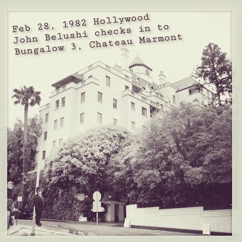 5 Likes, 0 Comments - Mike Flanagan (@realprofessormikey) on Instagram: “38 years ago #johnbelushi was 33. #chateaumarmont #snl” Slow Days Fast Company, Company Aesthetic, Mike Flanagan, Hollywood Images, John Belushi, Slow Days, Hollywood Hotel, Dorothy Parker, Chateau Marmont